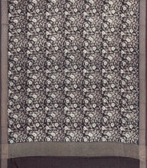 Black Printed Chanderi Cotton Saree With Zari Border-CC1454
