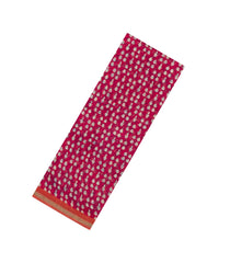 Crimson Printed Chanderi Cotton Saree With Floral Motifs-CC1723