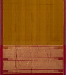 Oil Mustard Handloom Kanchi Cotton Saree With Coin Buttas-KC1571