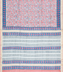 Baby Pink Printed Chanderi Cotton Saree With Zari Border-CC1484
