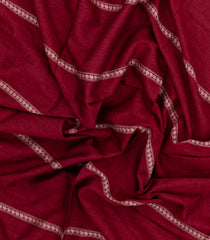 Crimson Woven Bengal Cotton Saree With Stripes & Contrast Pallu-BG1893