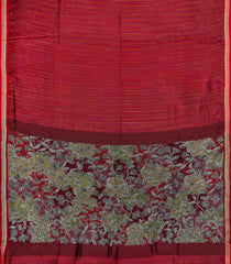Crimson Handloom Chanderi Cotton Saree With Multi Colour Stripes-CC1591