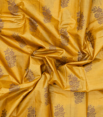Mustard Woven Tussar Silk Saree With Floral Buttas-TU3428