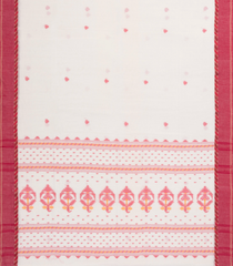 White Handwoven Bengal Cotton Saree With Floral Buttas-BG1519