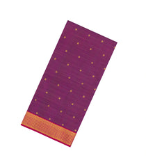 Purple Handloom Kanchipuram 9 Yards Silk Saree With Vairaoosi Stripes-KA13736