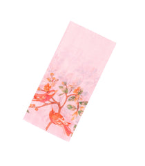 Pink Printed Synthetic Linen Saree With Bird Motifs-SY0173