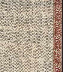 Cream Printed Jaipur Cotton Saree With Printed Tribal Motifs-JC1786