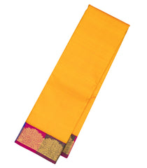Yellow Handloom Korvai Kanchipuram Silk Saree With Contrast Border-KA12687