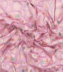 Baby Pink Handloom Banarasi Silk Saree With Meena Floral Zari Motifs-BE1933