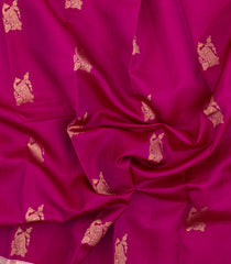 Pink Handloom Korvai Kanchipuram Silk Saree With Peacock Buttas-KA15497