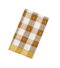 White & Mustard Handloom Silk Cotton Saree With Checks & Zari Buttas-SC4606