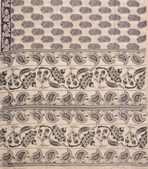 Taupe Printed Kalamkari Cotton Saree-KAL1259