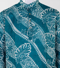 Pine Green Mid Length Kurta with zig zag print-EW1119