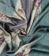 Cyan Woven Synthetic Dola Silk Saree With Woven & Printed Floral Motifs-BL4662