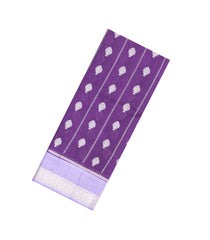 Purple Woven Dupion Silk Saree With Floral Motifs & Contrast Border-DS0541