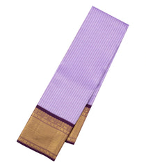 Lavender Handloom Korvai Kanchipuram Silk Saree With Zari Stripes-KA14814