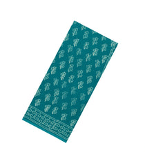 Cyan Printed Jaipur Cotton Saree With Printed Floral Motifs-JC1776