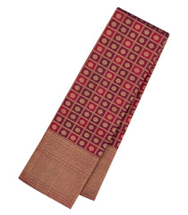Maroon Handloom Kanchipuram Silk Saree With Floral Motifs-KA15638