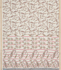 Cream Printed Synthetic Kotha Silk Saree With Zari Border-SY0041