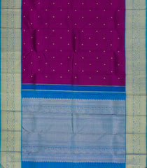 Dark Purple Handloom Korvai Kanchipuram Silk Saree With Stripes & Buttas-KA15469