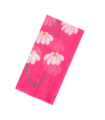 Hot Pink Printed Synthetic Linen Saree With Floral Motifs-SY0046