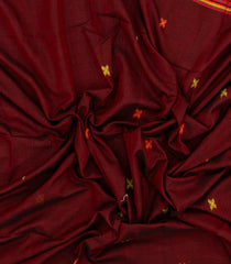 Maroon Woven Bengal Cotton Saree With Cross Motifs-BG1463