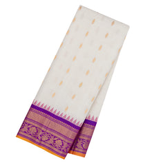 White Handloom Gadwal SICO Saree With Cotton Body & Silk Border-GA0407