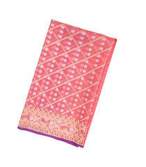 Peach Handloom Organza Soft Silk Saree With Floral Motifs-SO4097