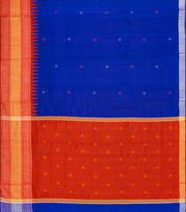 Blue Woven Dupion Silk Saree With Buttas & Contrast Border-DS0622