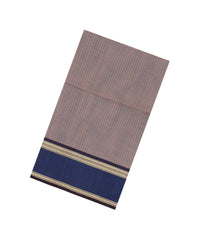 Grey Handloom Silk Cotton Saree With Zari Stripes-SC4219