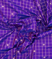 Purple Handloom Paithani Silk Saree With Checks & Contrast Meena Border-PA1105