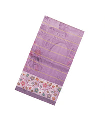 Lilac Printed Synthetic Dola Silk Saree With Zari Stripes & Border -SY0364