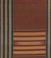 Dark Brown Handloom Silk Cotton Saree With Diamond Buttas-SC4113