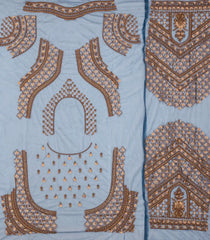 Blue Woven rnet Saree With Embroidered Floral Motifs-EN1862