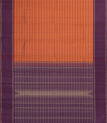 Orange Handloom Korvai Kanchipuram Silk Saree With Gold & Silver Stripes-KA14714