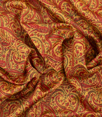 Sandal Printed Chanderi Cotton Saree With Paisley Motifs-CC1782