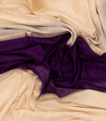 Purple Woven Art Crepe Saree With Cream Zari Border-BL4692