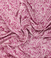 Magenta Printed Chanderi Cotton Saree With Floral Motifs & Zari Border-CC1659