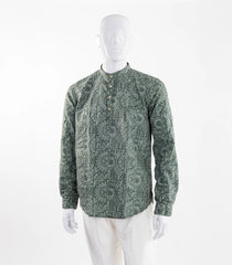 Green short kurta with geometrical design-EW1089