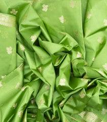 Mint Green Woven Dupion Silk Saree With Floral Buttas-DS0525