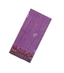 Mauve Printed Tussar Silk Saree With Floral Motifs & Meena Embroidered Border-TU3812