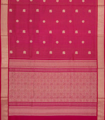 Red Handloom 9 Yards Silk Cotton Saree With Zari Checks & Buttas-SC3984