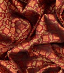 Maroon Handloom Kanchipuram Silk Saree With Floral Jaal Motifs-Maroon