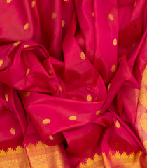 Red Handloom Gadwal Silk Saree With Buttas & Temple Border-GA0232