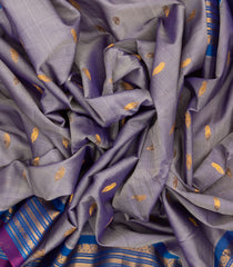 Grey Handloom Gadwal Silk Cotton Saree With Buttas & Contrast Border-GA0222