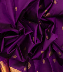 Dark Purple Handloom Kanchipuram Silk Saree With Yazhi Buttas-KA12378