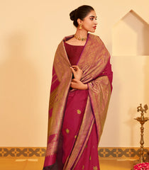 Maroon Handloom Kanchipuram Silk Saree With Zari Buttas-KA15467