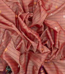 Peach Handloom Gadwal Silk Cotton Saree With Buttas & Contrast Border-GA0220