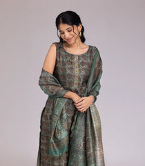 Dark Green Printed Festive Kurta Set-RC5576