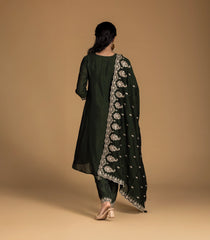 Emerald Green embroidered festive Kurta set-RC5618